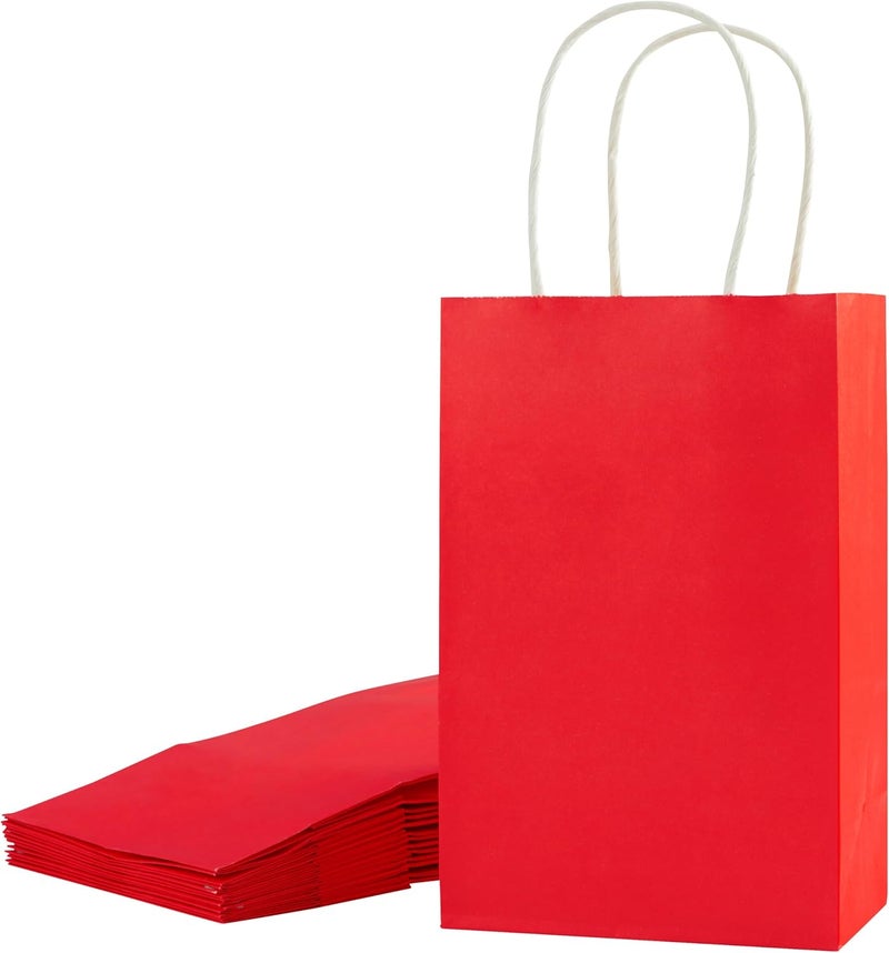SUNCOLOR 24-Pack Red Gift Bags with Handles – 8" Goodie Bags for Party Favor Bags, Christmas, Valentine's Day & Birthdays (Red) - Image 1